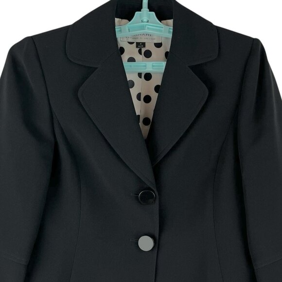 Tahari Women's Lined Black Blazer Jacket Sz 4 Bell Sleeve Two Buttons Polyester - Picture 3 of 12